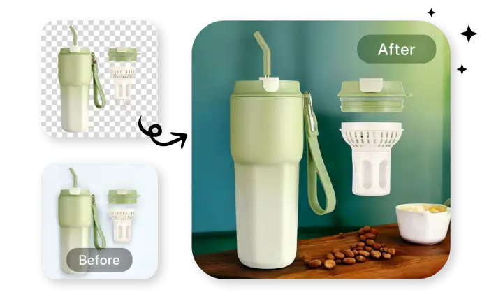 No need for a studio or costly photoshoots. Create high-quality product images with backgrounds in different styles. Perfect for e-commerce, ads, and social media to make your products stand out.